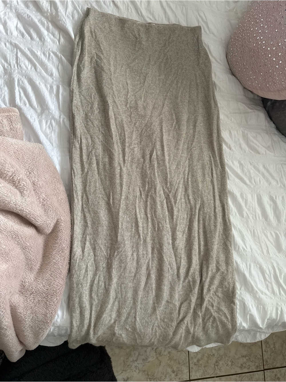 Classic Beige Knit Maxi Skirt